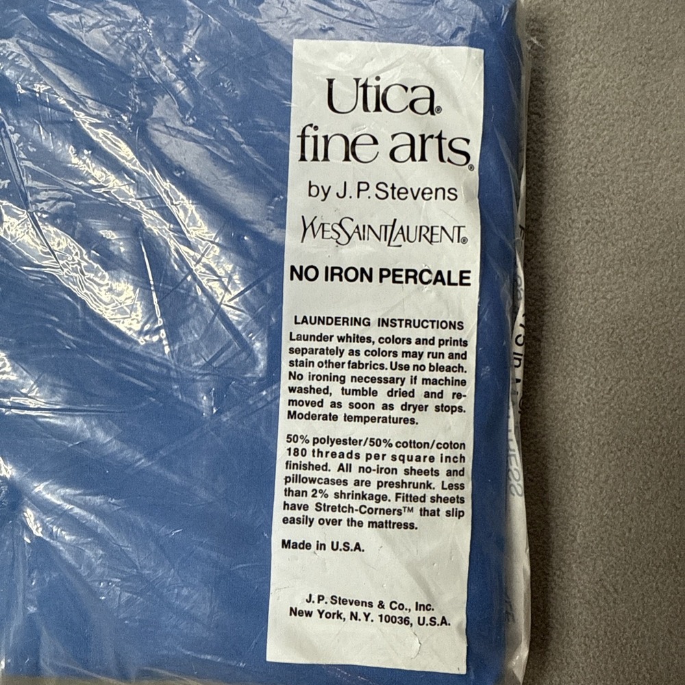 Vintage Utica Fine Arts Yves Saint Laurent Twin Fitted Sheet Blue JP Stevens YSL - Picture 3 of 5